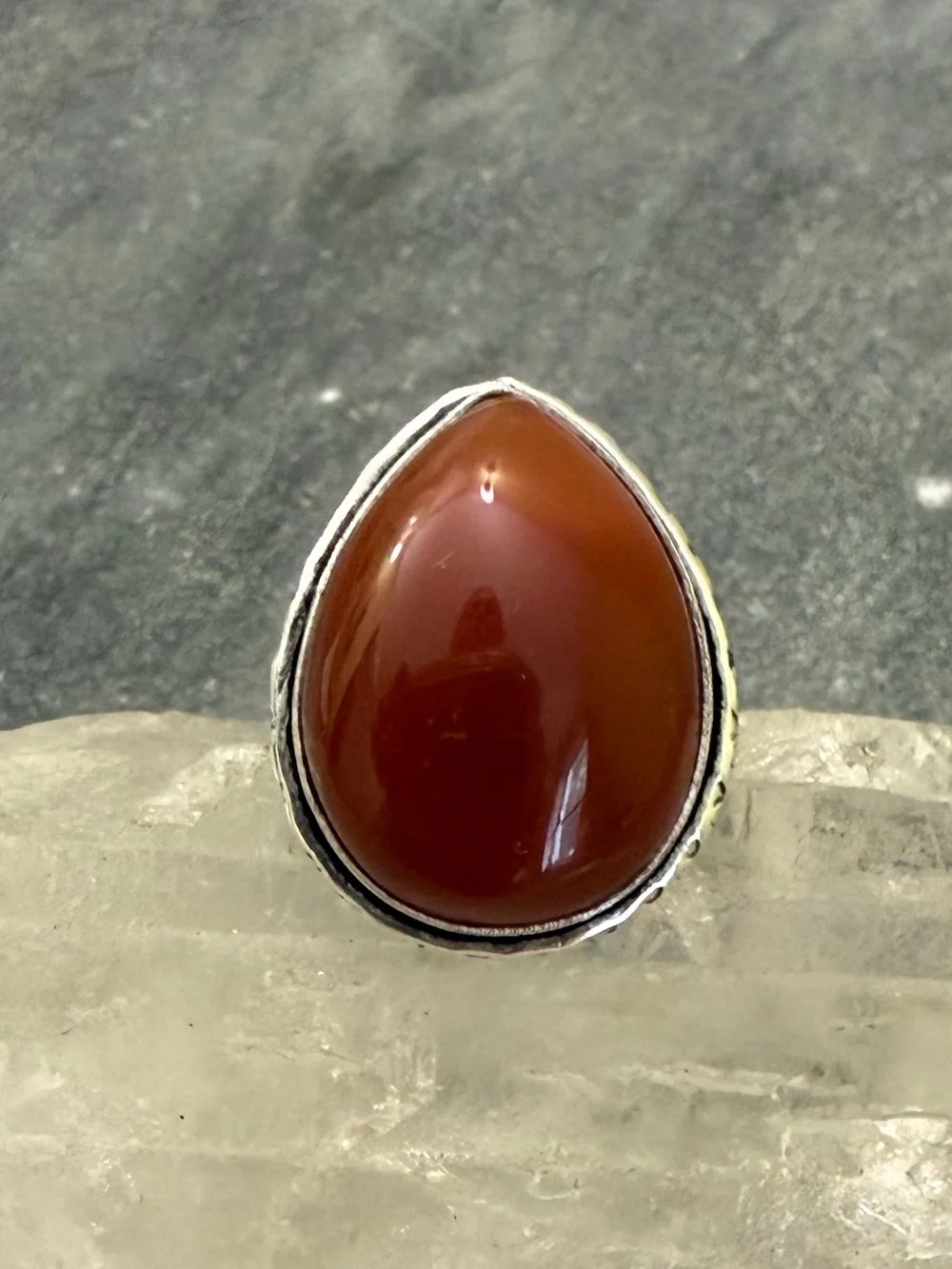 Genuine Carnelian Gemstone Cocktail Ring